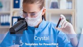  Presentation with animal testing scientist doing experiment - Theme consisting of female-scientist-researcher-conducting background and a teal colored foreground