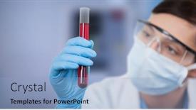  Presentation with hospital mask - Amazing presentation theme having female-scientist-wearing-surgical-gloves backdrop and a light blue colored foreground