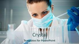  Presentation with worried young female college student - Theme enhanced with female scientist working in laboratory background and a lemonade colored foreground