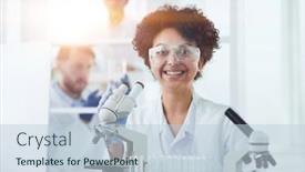  Presentation with lab - Slide set having female-scientist-working background and a lemonade colored foreground