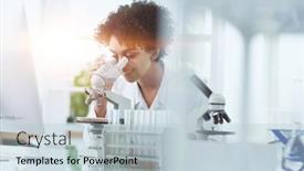  Presentation with lab - Presentation theme enhanced with female-scientist-working background and a lemonade colored foreground