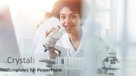  Presentation with lab - Slides enhanced with female-scientist-working background and a light gray colored foreground