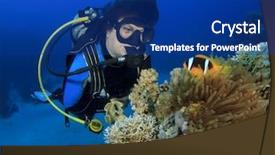  Presentation with female - Beautiful theme featuring female scuba diver finds nemo backdrop and a navy blue colored foreground