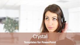  Presentation with secretary - Beautiful presentation theme featuring female secretary speaking over the headset in an office environment backdrop and a coral colored foreground