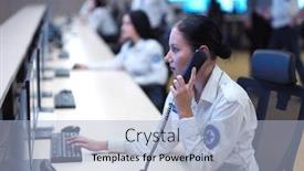  Presentation with female security - Audience pleasing presentation consisting of female-security-guard-operator-talking backdrop and a light blue colored foreground