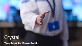  Presentation with female security - Presentation design featuring female-security-operator-extending background and a wine colored foreground