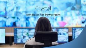  Presentation with female security - Presentation design consisting of female-security-operator-working background and a arctic colored foreground