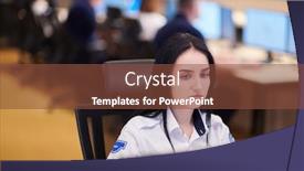  Presentation with female security - Amazing presentation design having female-security-operator-working backdrop and a tawny brown colored foreground