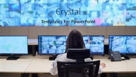  Presentation with female security - Amazing presentation having female-security-operator-working backdrop and a light blue colored foreground