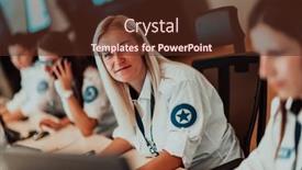 Presentation with female security - PPT theme enhanced with female-security-operator-working background and a tawny brown colored foreground