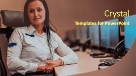  Presentation with female security - Theme having female-security-operator-working background and a tawny brown colored foreground
