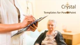  Presentation with senior care - Colorful presentation design enhanced with female senior in nursing home backdrop and a cream colored foreground