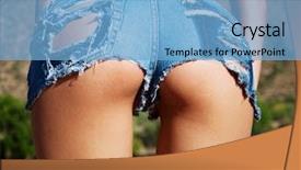  Presentation with sex - Colorful theme enhanced with female sex - wet ripped tiny denim booty backdrop and a light blue colored foreground