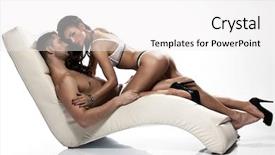  Presentation with passion - PPT theme enhanced with female sex - young couple in passion background and a white colored foreground
