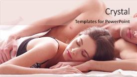  Presentation with bed - PPT theme having female sex - young loving couple background and a coral colored foreground