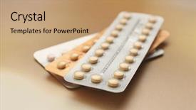  Presentation with contraceptive - Theme consisting of female sex hormones - different contraceptive pills on light background and a coral colored foreground