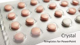  Presentation with oral contraceptive - Beautiful PPT theme featuring female sex hormones - strip of oral contraceptive pills backdrop and a light gray colored foreground