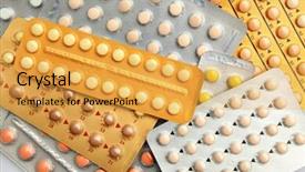  Presentation with oral contraceptive - Amazing theme having female sex hormones - strips of different oral contraceptive backdrop and a yellow colored foreground