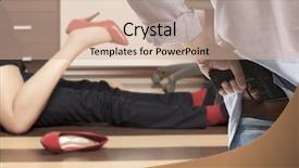  Presentation with floor - PPT theme with female sex worker - cuckold flirting low section background and a lemonade colored foreground