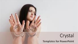  Presentation with sex - Audience pleasing presentation design consisting of female sex worker - woman in handcuffs on light backdrop and a coral colored foreground