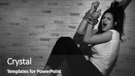  Presentation with violence woman - Audience pleasing PPT layouts consisting of female sex worker - young woman with tied hands backdrop and a dark gray colored foreground