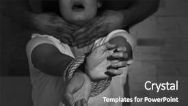  Presentation with violence woman - Presentation theme consisting of female sex worker - young woman with tied hands background and a dark gray colored foreground