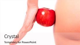  Presentation with black and white shapes - Presentation design consisting of female shapes and red apple background and a sky blue colored foreground