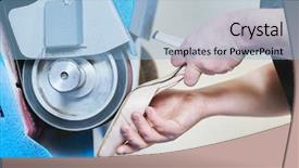  Presentation with repair - Audience pleasing PPT layouts consisting of female shoe shaping the sole backdrop and a  colored foreground