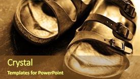  Presentation with leather shoes - PPT layouts featuring female shoes - closeup pair of old comfortable background and a tawny brown colored foreground