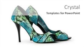  Presentation with fashion shoes - Amazing PPT theme having female-shoes-in-fashion-concept backdrop and a white colored foreground