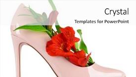  Presentation with white flowers - PPT theme consisting of female shoes with flowers isolated background and a  colored foreground
