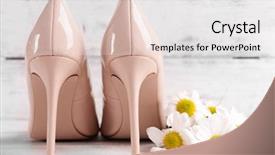  Presentation with shoes - Colorful slide set enhanced with female shoes with flowers backdrop and a light gray colored foreground