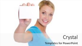  Presentation with bussiness - PPT layouts featuring female showing the bussiness card background and a  colored foreground