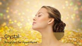  Presentation with golden lights - Presentation theme having female silhouette - beauty people and health concept background and a yellow colored foreground