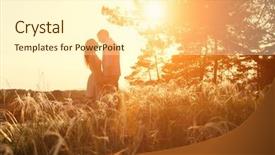  Presentation with sunset - Theme featuring female silhouette - young couple kissing background and a cream colored foreground