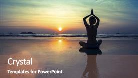  Presentation with meditation - Amazing PPT theme having female silhouette in yoga meditation backdrop and a coral colored foreground