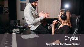  Presentation with music studio - Colorful presentation design enhanced with female singer in music backdrop and a dark gray colored foreground