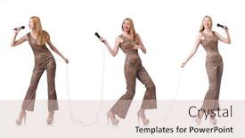  Presentation with singer - Presentation design featuring female-singer-isolated-on-white background and a lemonade colored foreground