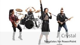  Presentation with singer - Beautiful PPT theme featuring female-singer-male-and-female backdrop and a white colored foreground