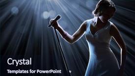  Presentation with singer - PPT theme enhanced with female singer on the stage background and a wine colored foreground
