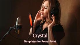  Presentation with singer - PPT theme consisting of female singer recording a song background and a wine colored foreground