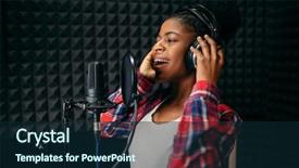  Presentation with recording studio - Beautiful PPT layouts featuring female singer songs in audio backdrop and a wine colored foreground