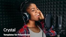  Presentation with recording studio - Beautiful slide set featuring female singer songs in audio backdrop and a black colored foreground