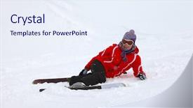  Presentation with deep - Presentation theme having female skier fallen in deep background and a  colored foreground