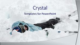  Presentation with snow covered trees and falling - Amazing slides having female skier fallen into deep backdrop and a sky blue colored foreground