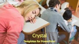  Presentation with college students - Presentation theme having female sleeping with students sitting background and a tawny brown colored foreground