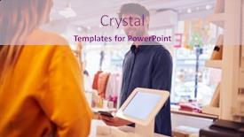  Presentation with contactless - PPT theme having female-small-business-owner-accepting background and a lemonade colored foreground