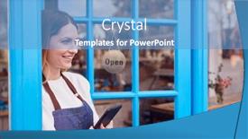  Presentation with digital - Audience pleasing slide set consisting of female-small-business-owner backdrop and a teal colored foreground