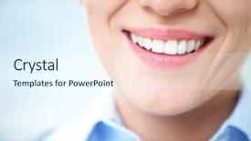  Presentation with teeth - Audience pleasing theme consisting of female smile with health backdrop and a sky blue colored foreground
