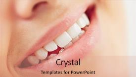  Presentation with teeth - Beautiful slides featuring female smile with white teeth backdrop and a coral colored foreground
